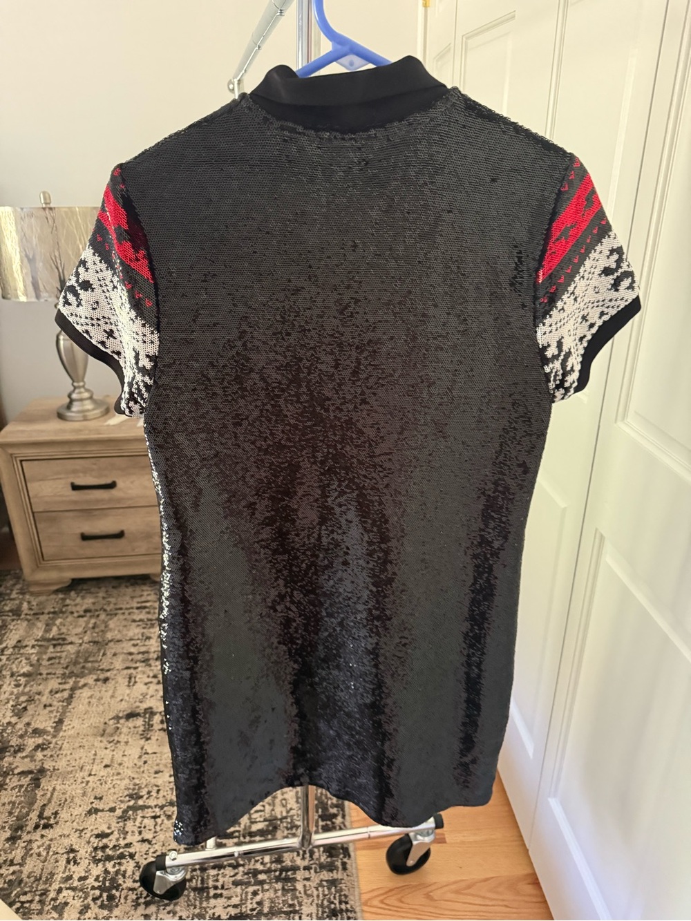 Polo by Ralph Lauren Black Sequin Polo with Red and White Fair Isle - Picture 2 of 3